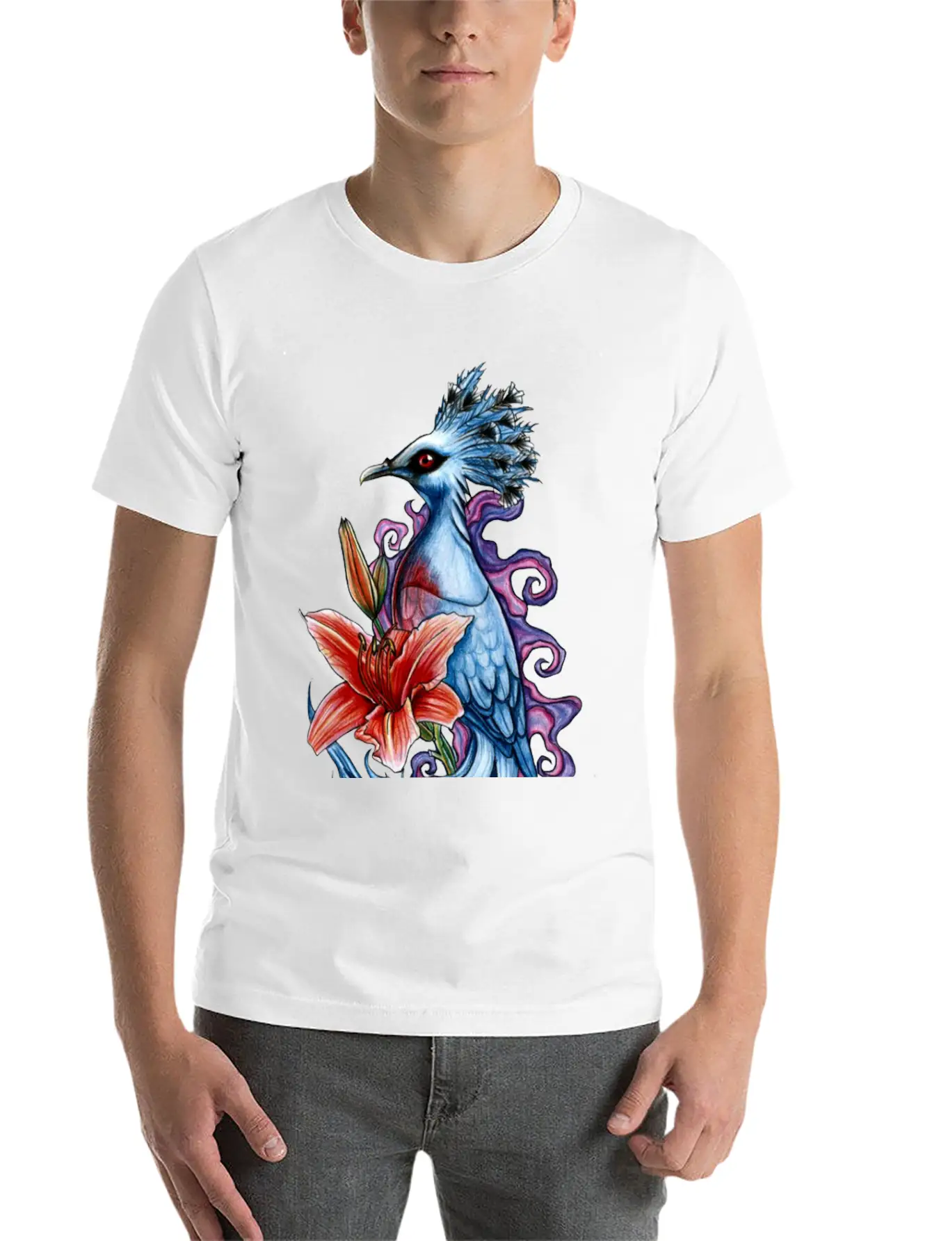 Bird And Flowers Casual Graphic T-Shirt – Simple And Comfortable Daily Wear
