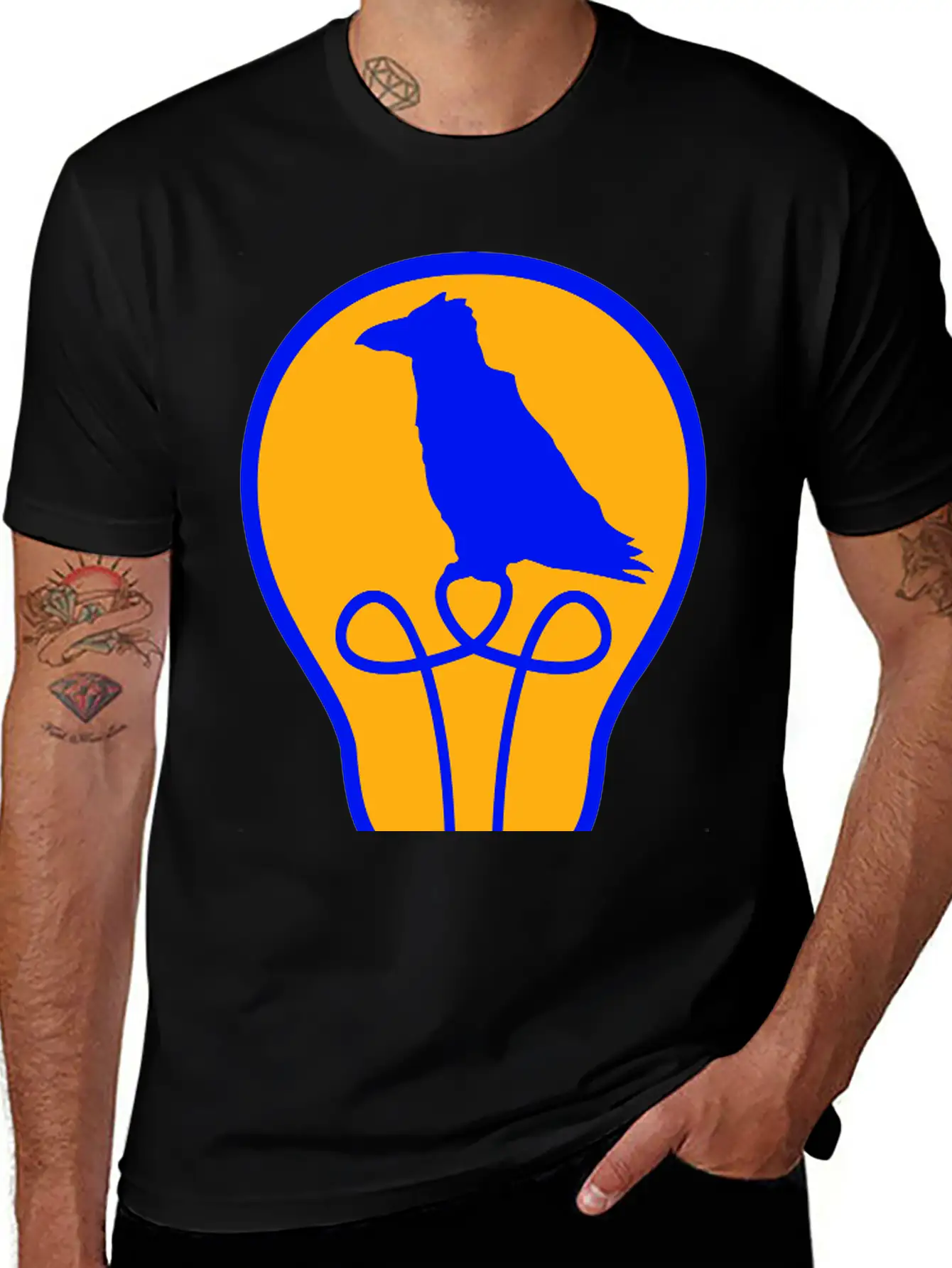 Bird Sitting In Light Bulb Lamp Raven Parrot Crow Unisex Short Sleeve Soft Cotton T-Shirt – Casual Everyday Wear