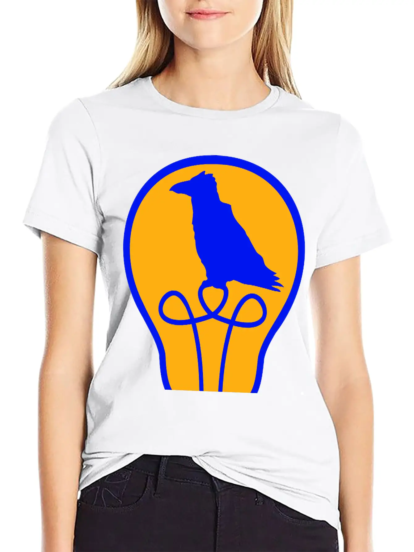 Bird Sitting In Light Bulb Lamp Raven Parrot Crow Unisex Short Sleeve Soft Cotton T-Shirt – Casual Everyday Wear