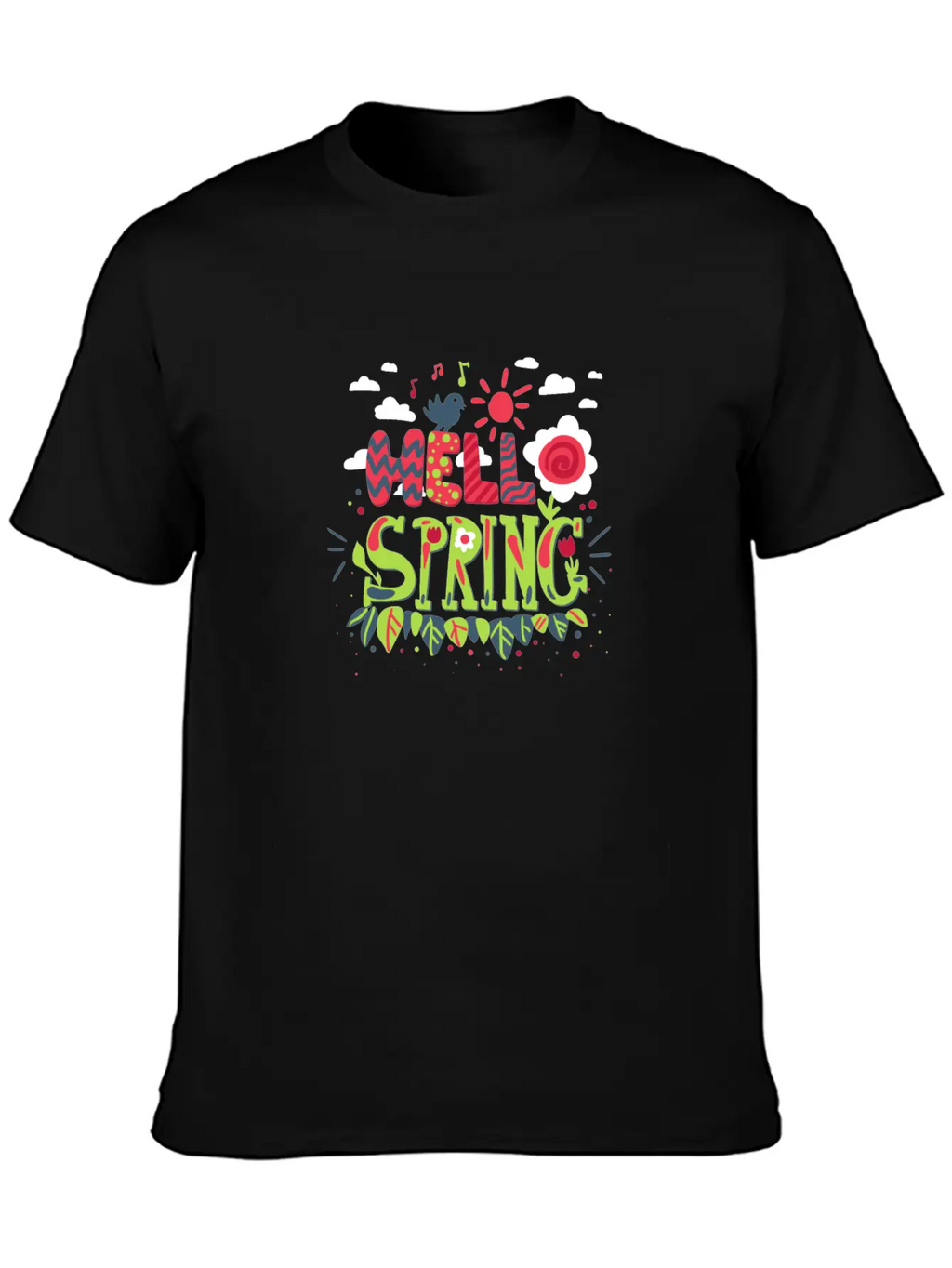 Bird That Sings The Arrival Of Spring | Hello Spri Casual Graphic T-Shirt – Simple And Comfortable Daily Wear