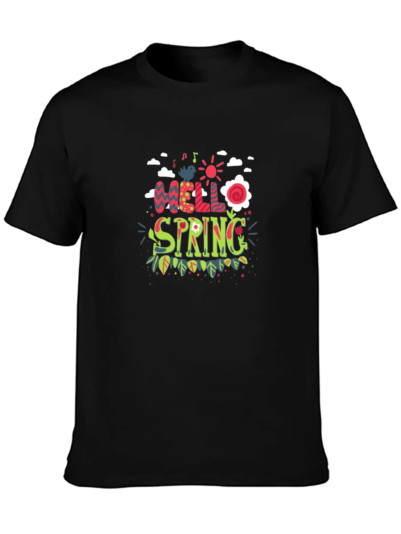Bird That Sings The Arrival Of Spring | Hello Spri Casual Graphic T-Shirt – Simple And Comfortable Daily Wear