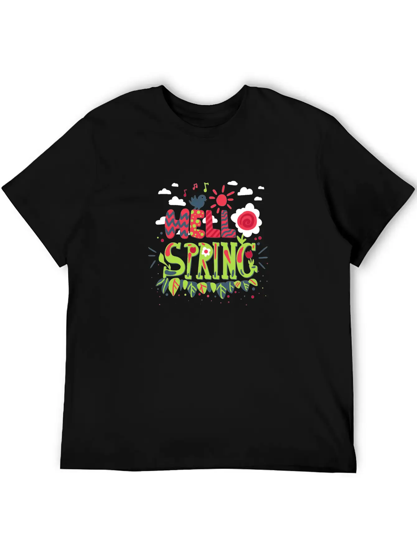 Bird That Sings The Arrival Of Spring | Hello Spri Casual Graphic T-Shirt – Simple And Comfortable Daily Wear