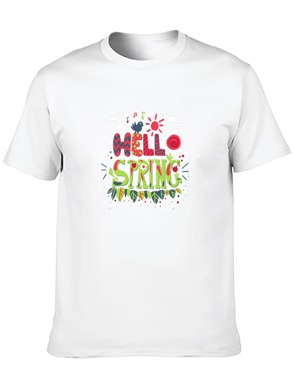 Bird That Sings The Arrival Of Spring | Hello Spri Casual Graphic T-Shirt – Simple And Comfortable Daily Wear