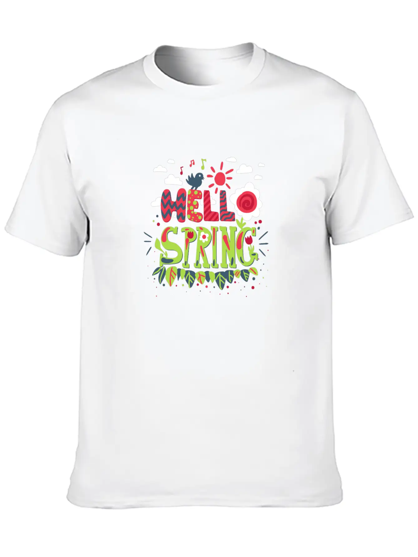 Bird That Sings The Arrival Of Spring | Hello Spri Casual Graphic T-Shirt – Simple And Comfortable Daily Wear