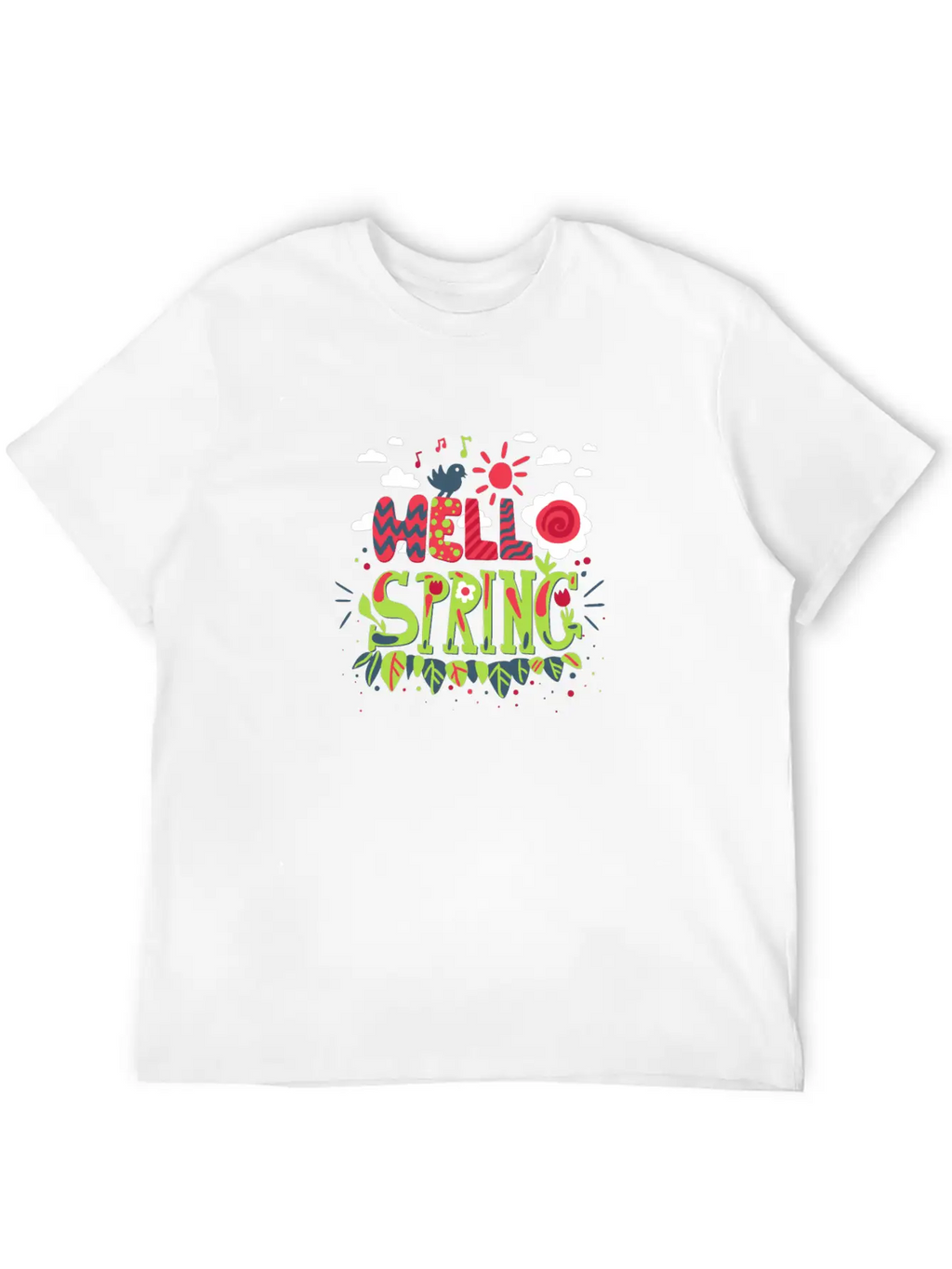 Bird That Sings The Arrival Of Spring | Hello Spri Casual Graphic T-Shirt – Simple And Comfortable Daily Wear
