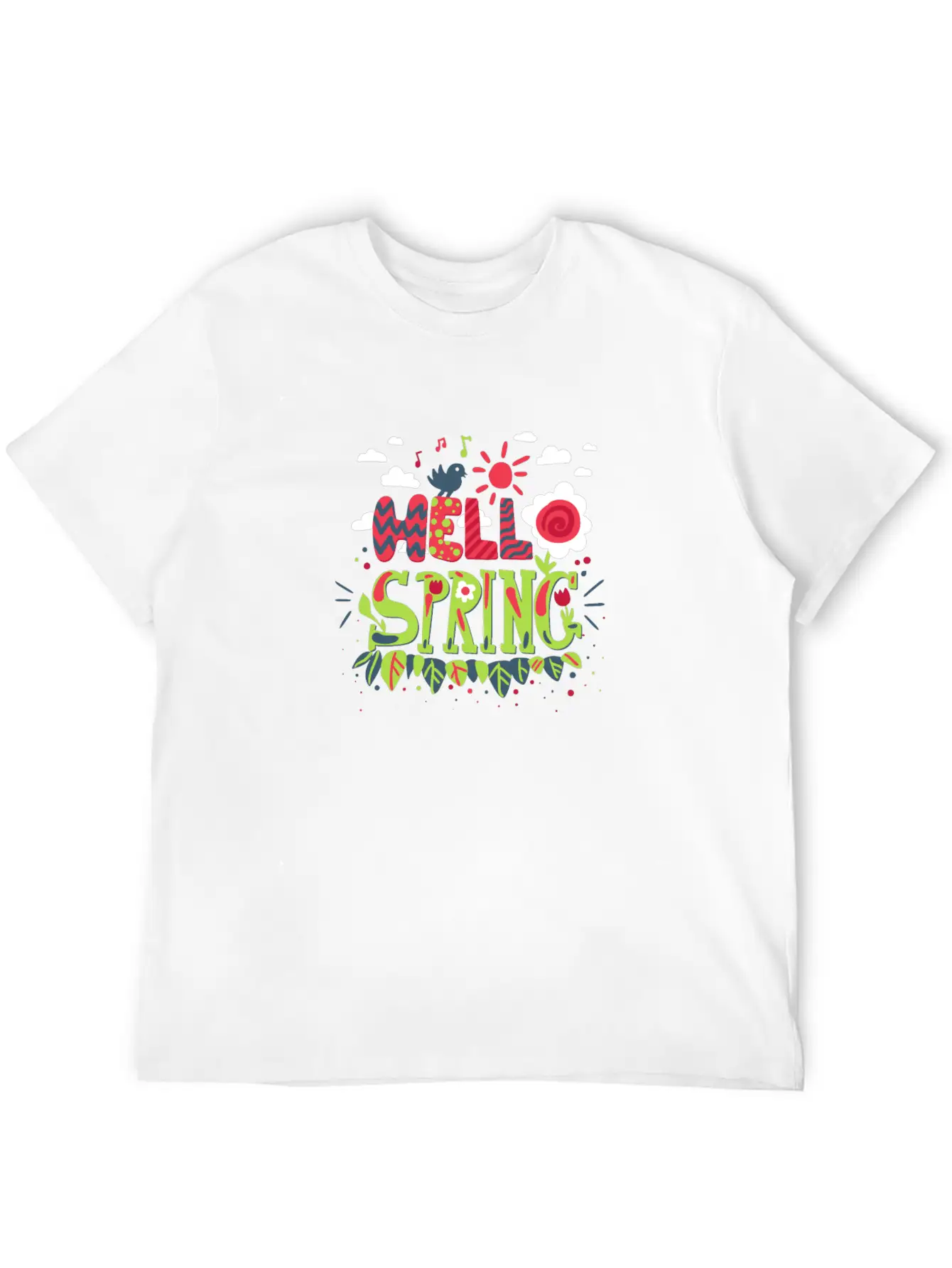 Bird That Sings The Arrival Of Spring | Hello Spri Casual Graphic T-Shirt – Simple And Comfortable Daily Wear