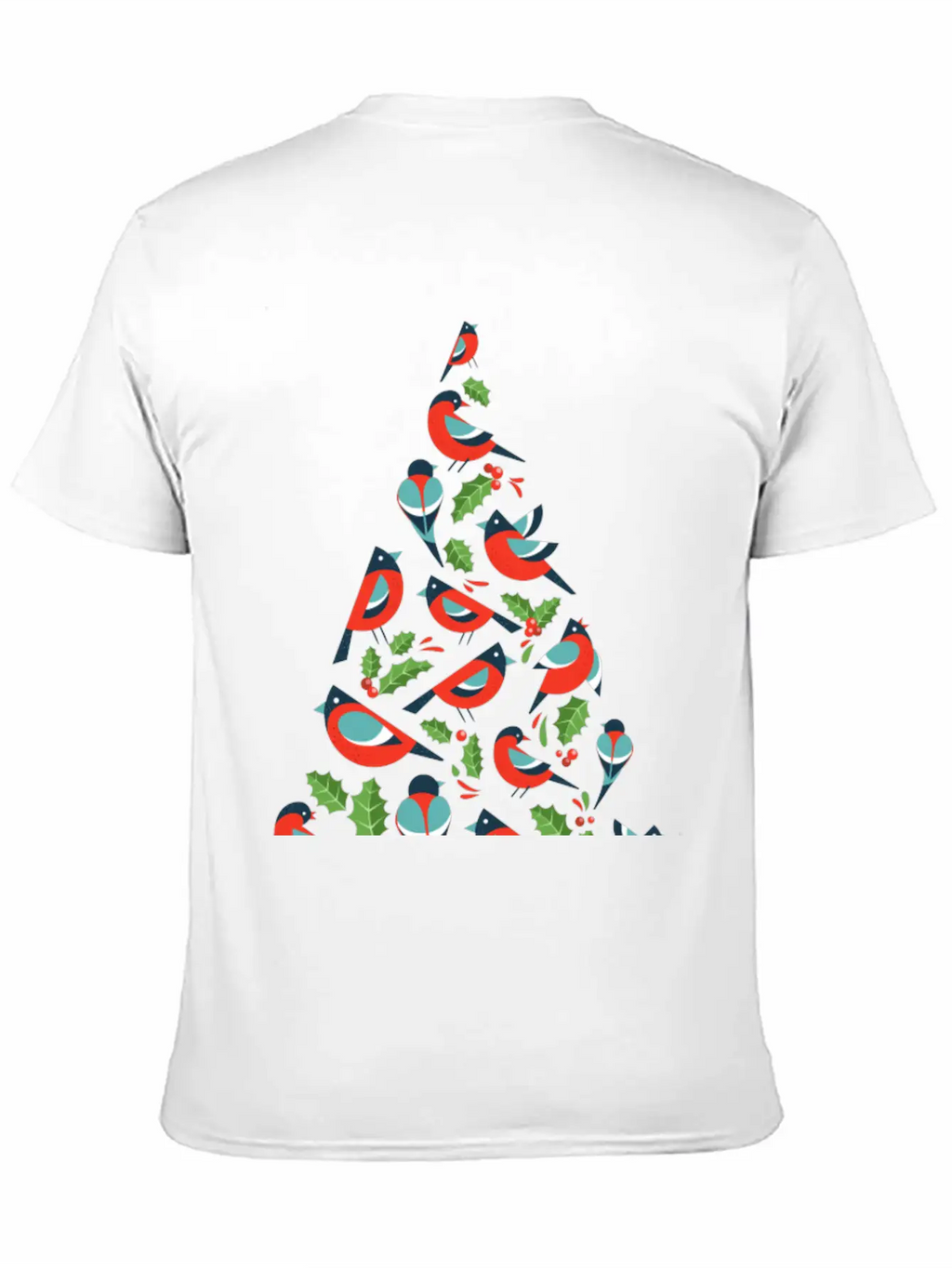 Birds Make Christmas Tree With Holy Leaf Casual Graphic T-Shirt – Simple And Comfortable Daily Wear