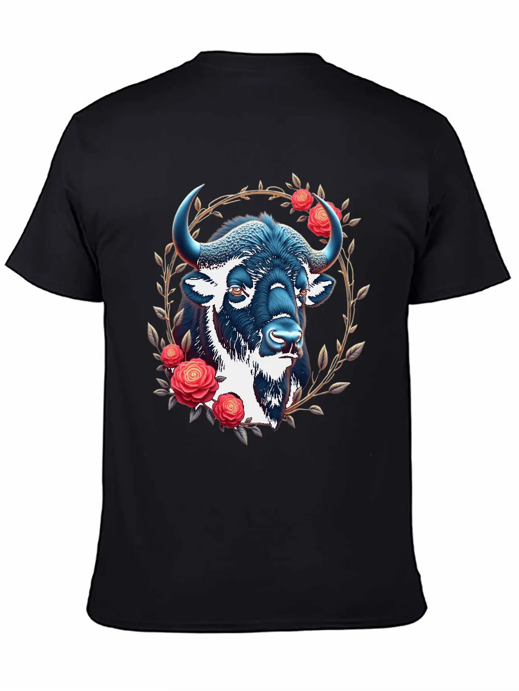 Bison Flowers Art | Geometric Animal Design Classic Fit Graphic Tee For Daily Comfort – Unisex Cotton Shirt