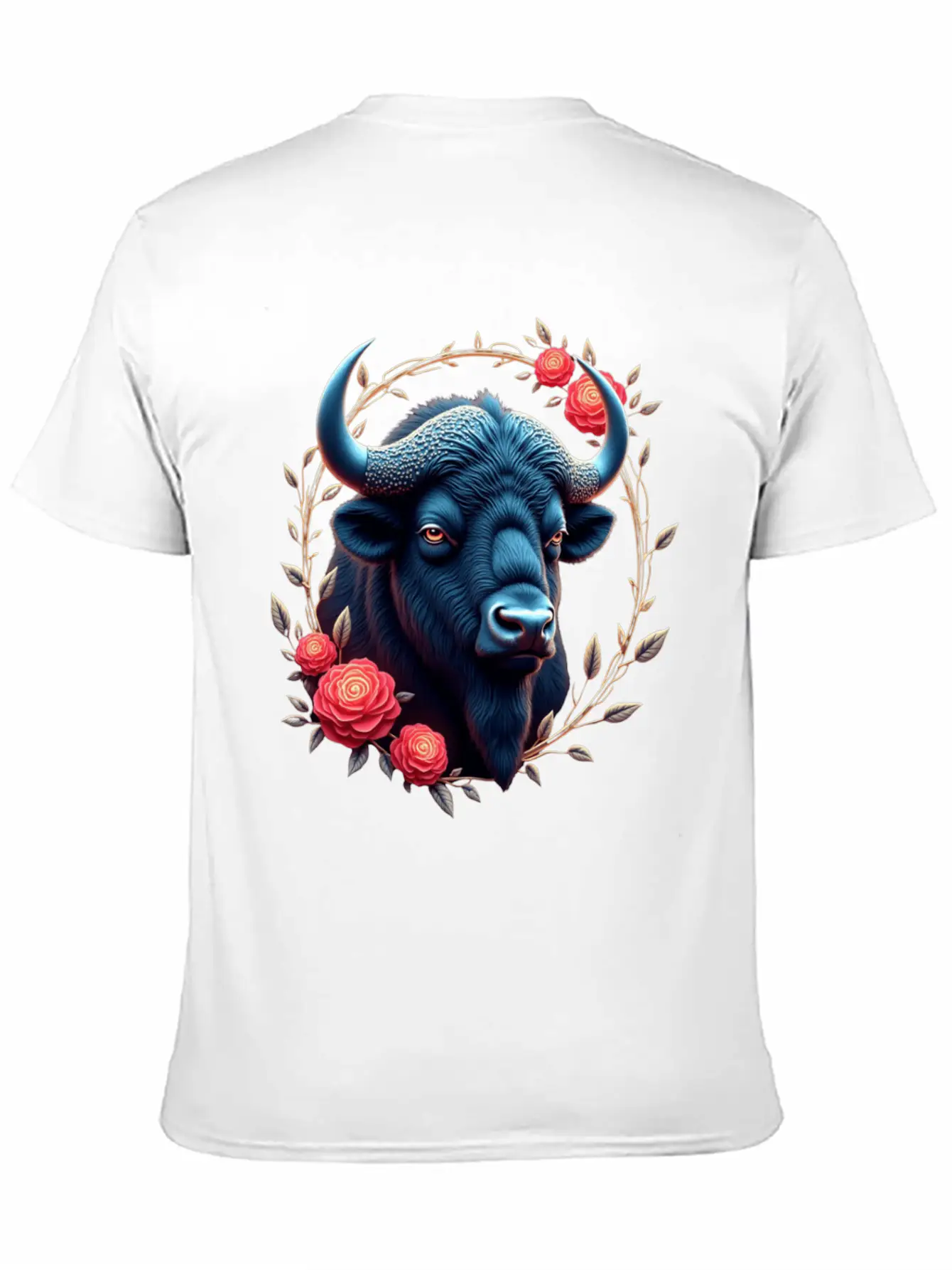Bison Flowers Art | Geometric Animal Design Classic Fit Graphic Tee For Daily Comfort – Unisex Cotton Shirt