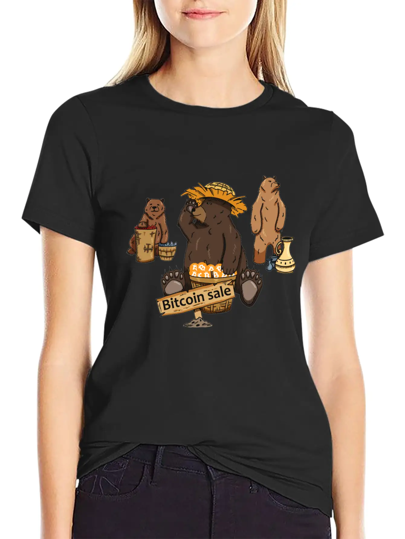 Bitcoin Bear BTC Logo Crypto Lover Hodl Design Unisex Casual T-Shirt – Clean Design For Daily Comfort