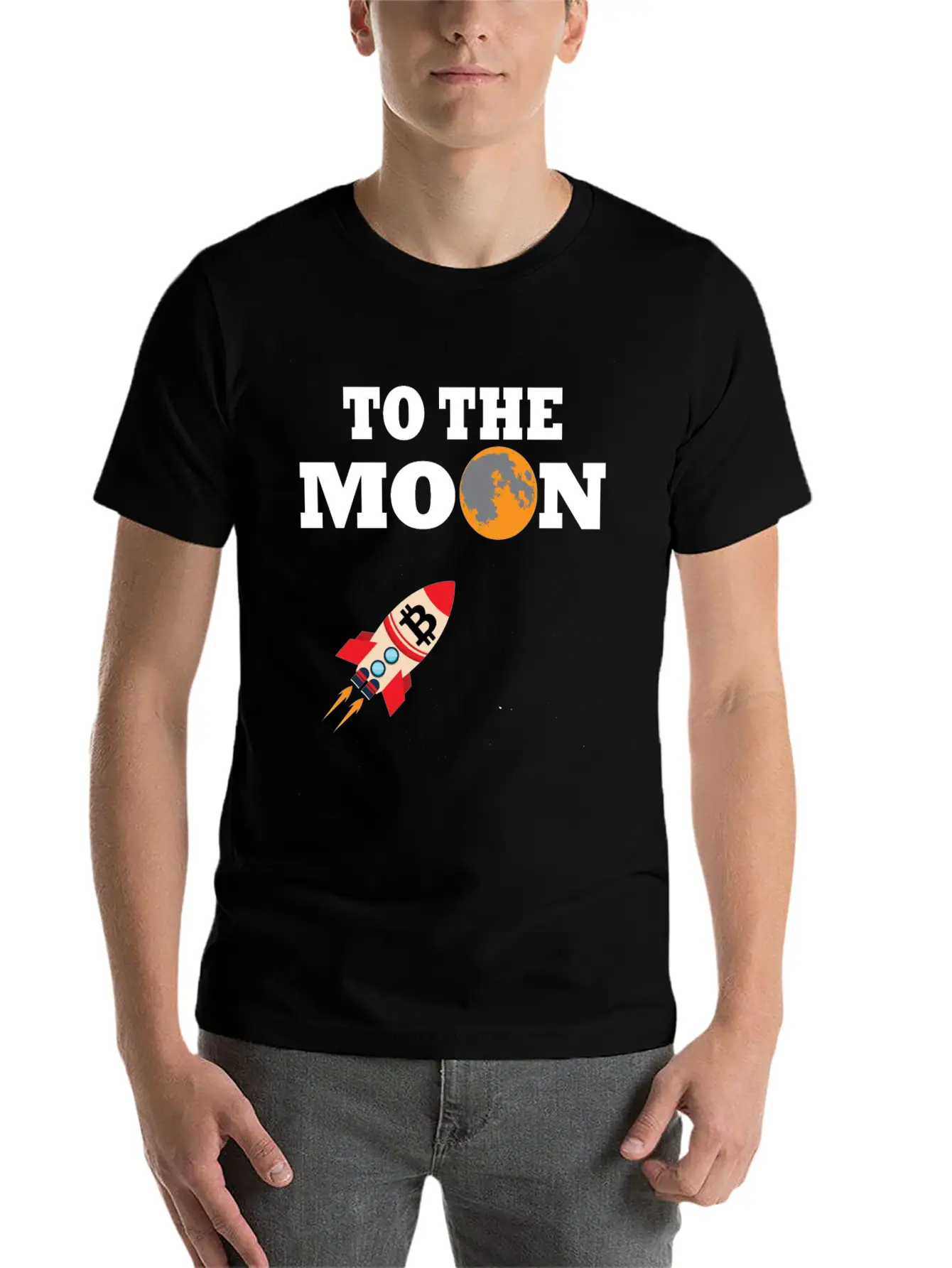 Bitcoin BTC To The Moon Unisex Casual T-Shirt – Clean Design For Daily Comfort