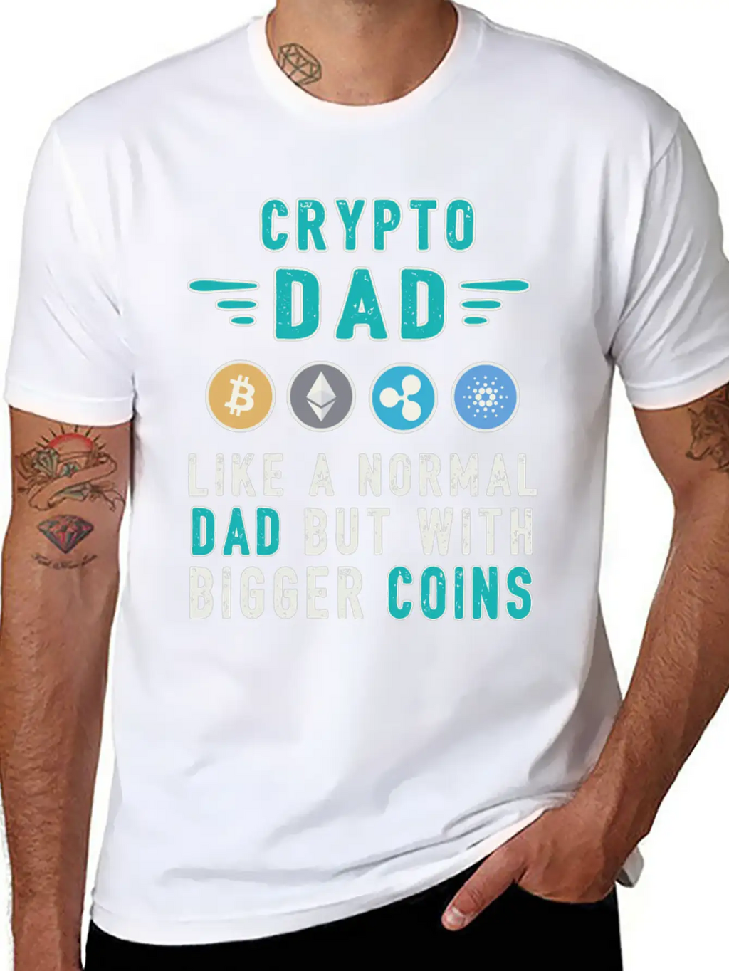 Bitcoin Crypto Father Dad Trader Crypto Unisex Short Sleeve Soft Cotton T-Shirt – Casual Everyday Wear