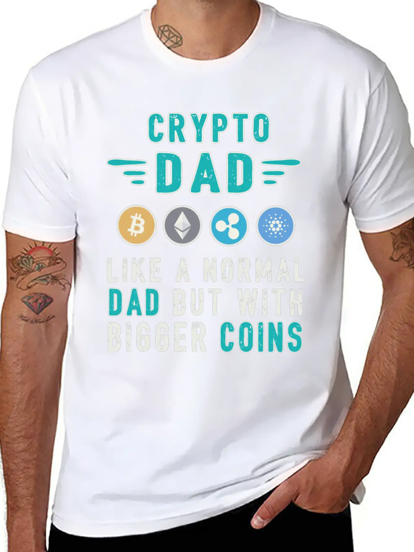 Bitcoin Crypto Father Dad Trader Crypto Unisex Short Sleeve Soft Cotton T-Shirt – Casual Everyday Wear