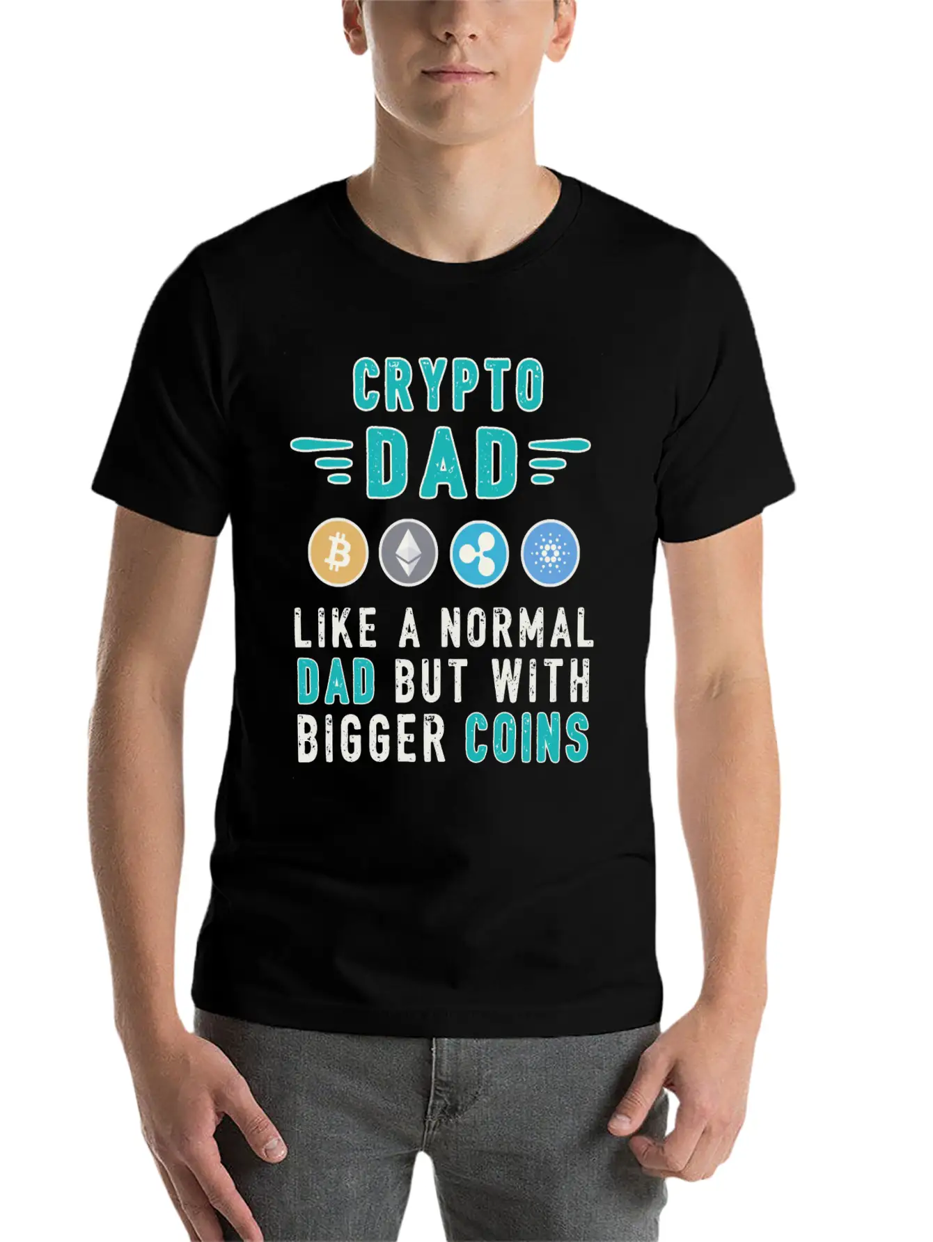 Bitcoin Crypto Father Dad Trader Crypto Unisex Short Sleeve Soft Cotton T-Shirt – Casual Everyday Wear