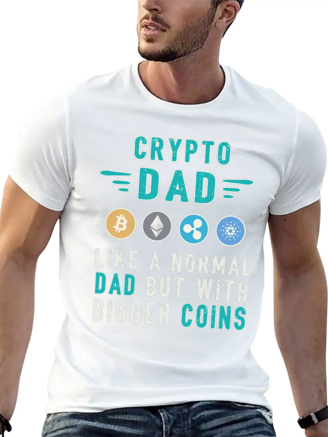 Bitcoin Crypto Father Dad Trader Crypto Unisex Short Sleeve Soft Cotton T-Shirt – Casual Everyday Wear