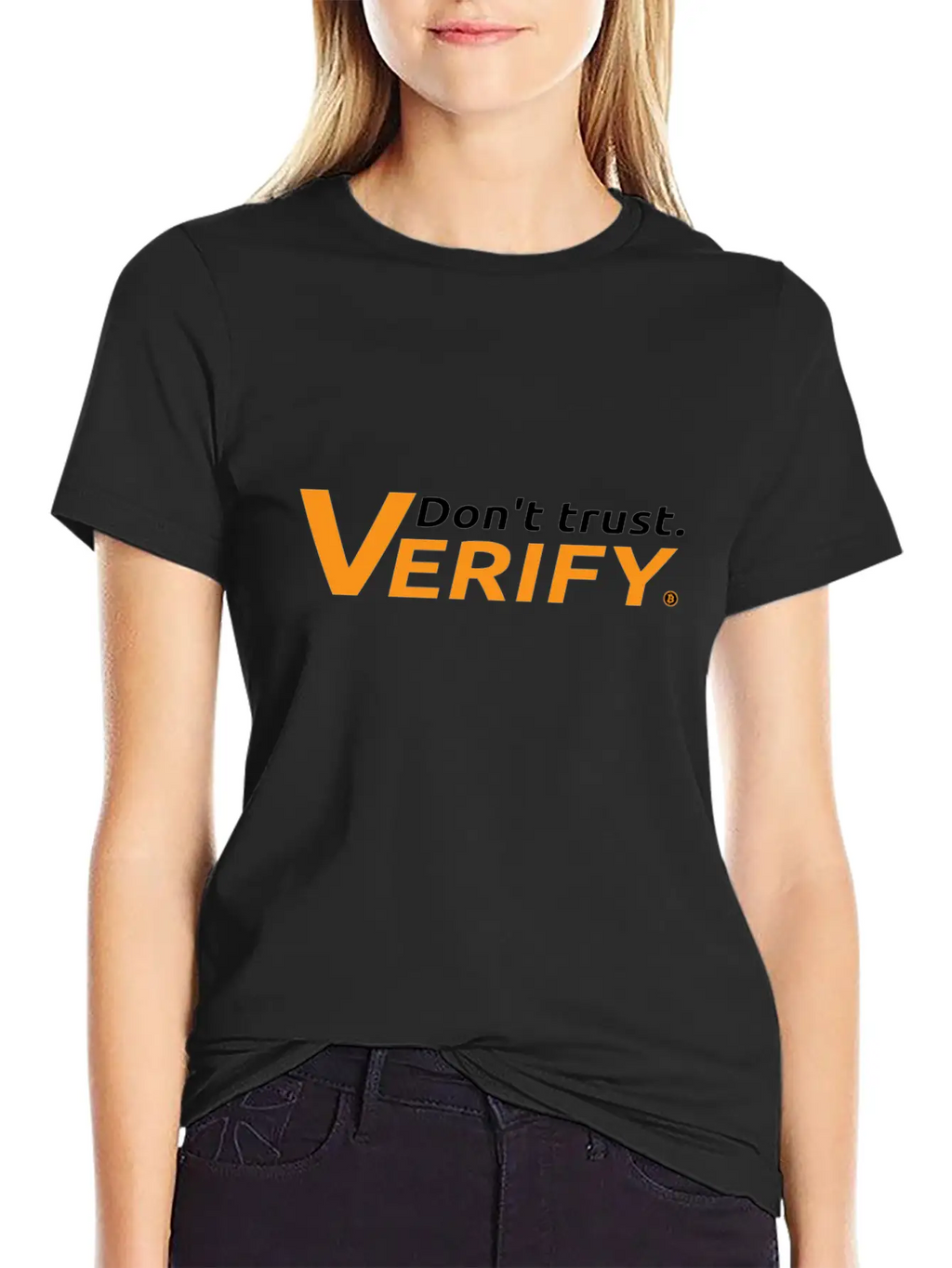 Bitcoin Don't Trust Verify Fiatmoney Coin Currency Casual Graphic T-Shirt – Simple And Comfortable Daily Wear