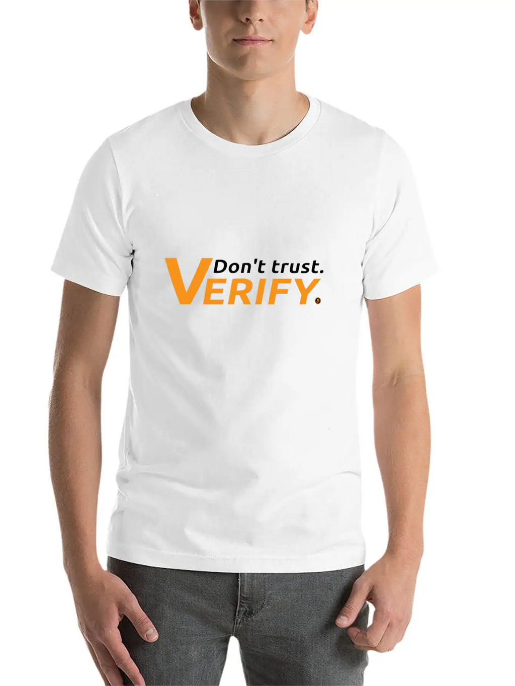 Bitcoin Don't Trust Verify Fiatmoney Coin Currency Casual Graphic T-Shirt – Simple And Comfortable Daily Wear