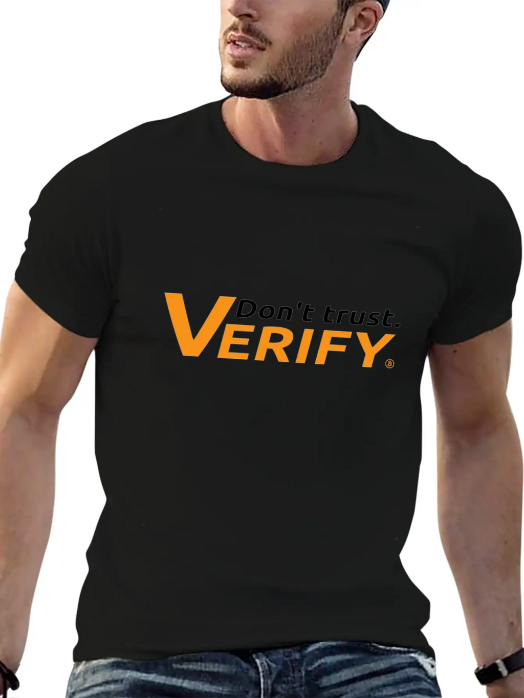 Bitcoin Don't Trust Verify Fiatmoney Coin Currency Casual Graphic T-Shirt – Simple And Comfortable Daily Wear