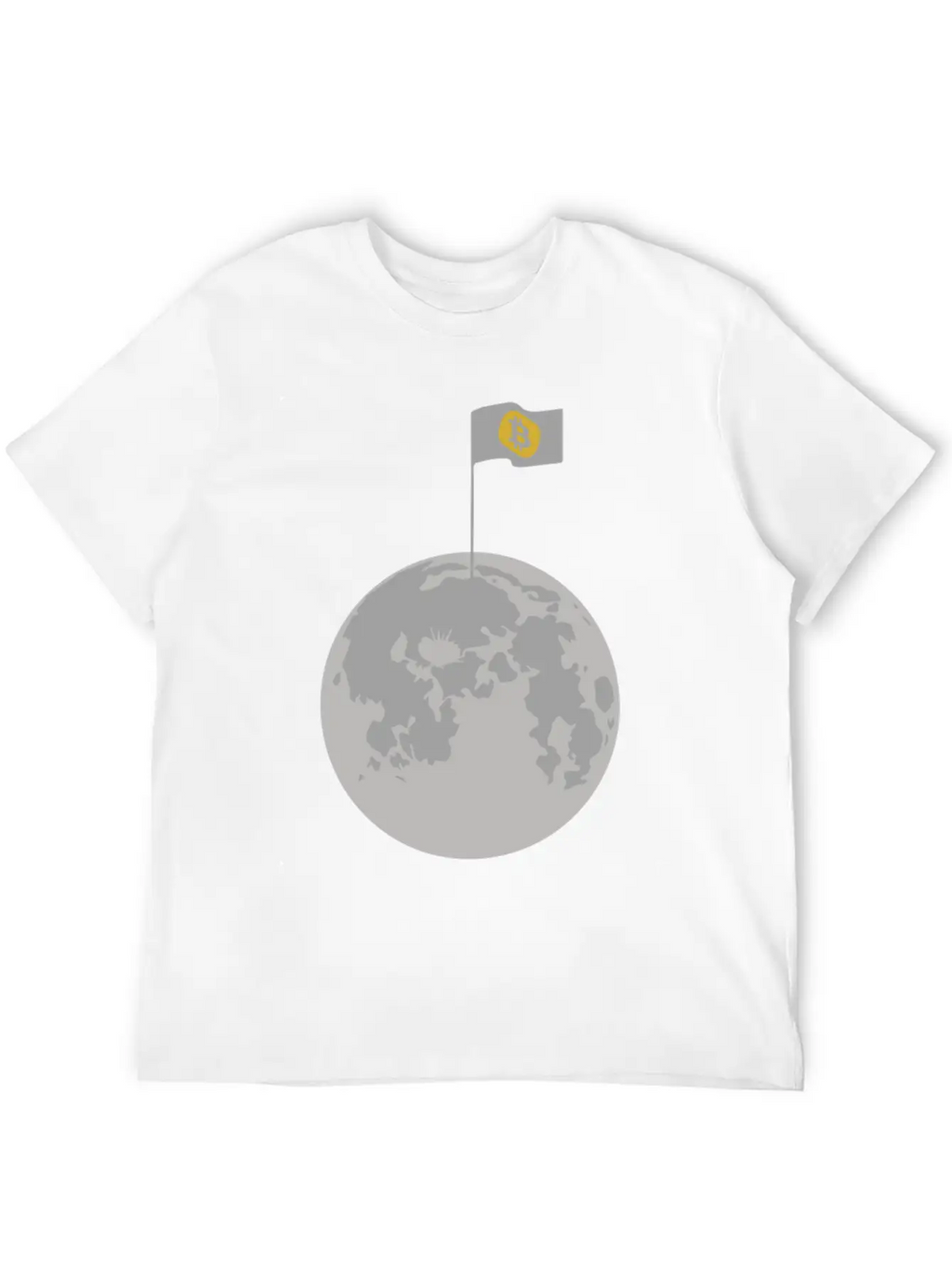 Bitcoin Flag On Moon Funny Blockchain Crypto Lover Stylish Everyday T-Shirt – Unisex Basic Cotton Tee