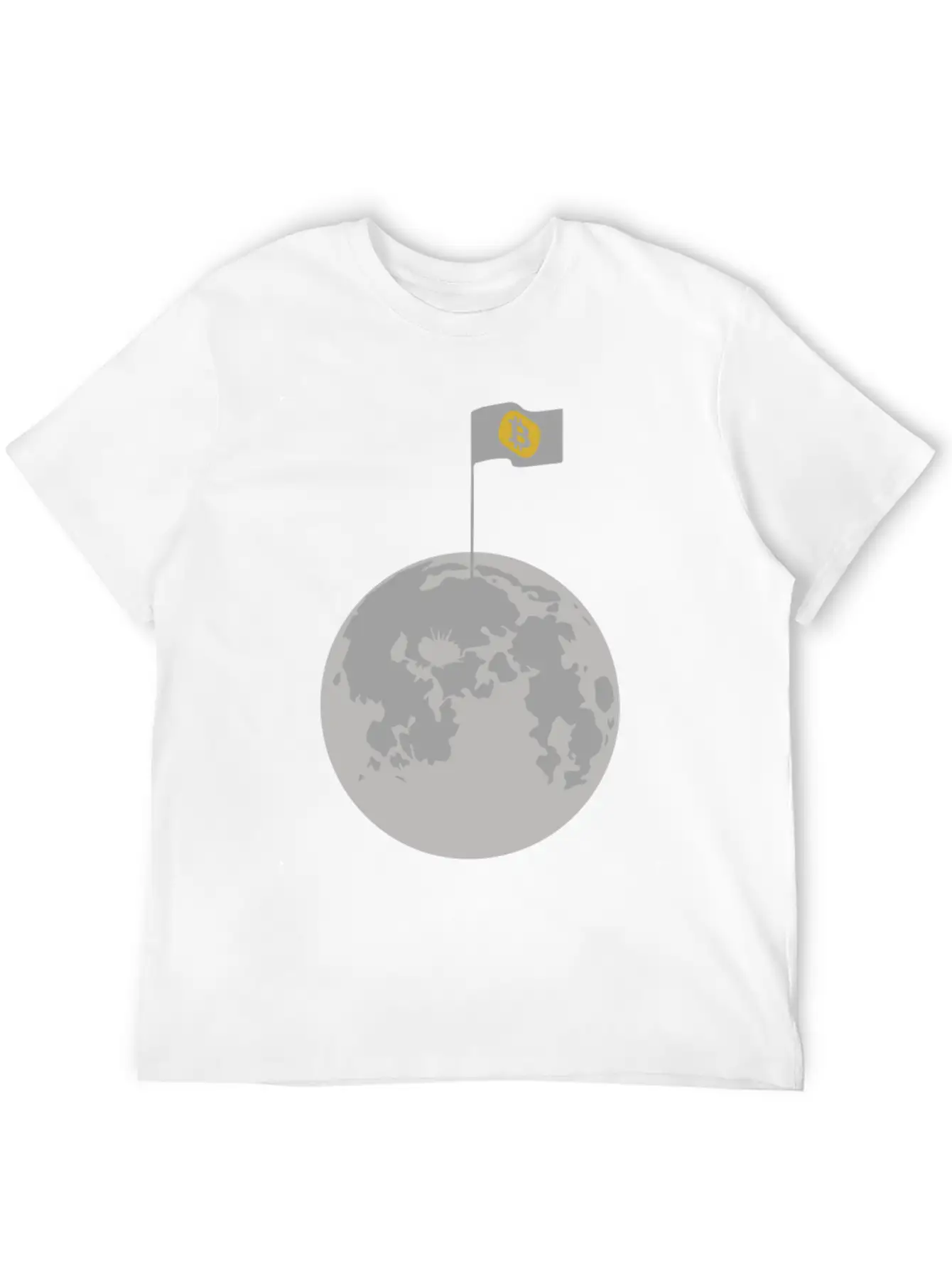 Bitcoin Flag On Moon Funny Blockchain Crypto Lover Stylish Everyday T-Shirt – Unisex Basic Cotton Tee