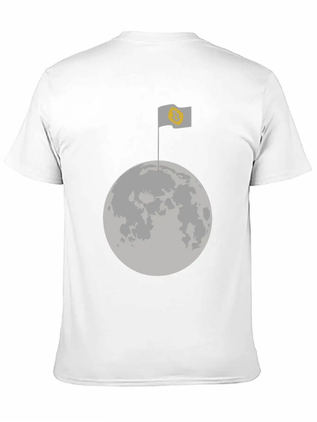 Bitcoin Flag On Moon Funny Blockchain Crypto Lover Stylish Everyday T-Shirt – Unisex Basic Cotton Tee
