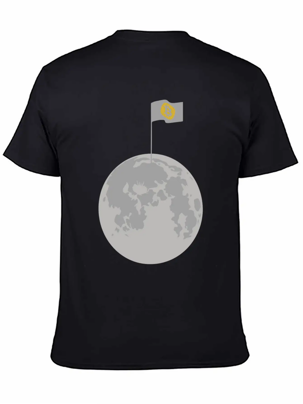 Bitcoin Flag On Moon Funny Blockchain Crypto Lover Stylish Everyday T-Shirt – Unisex Basic Cotton Tee