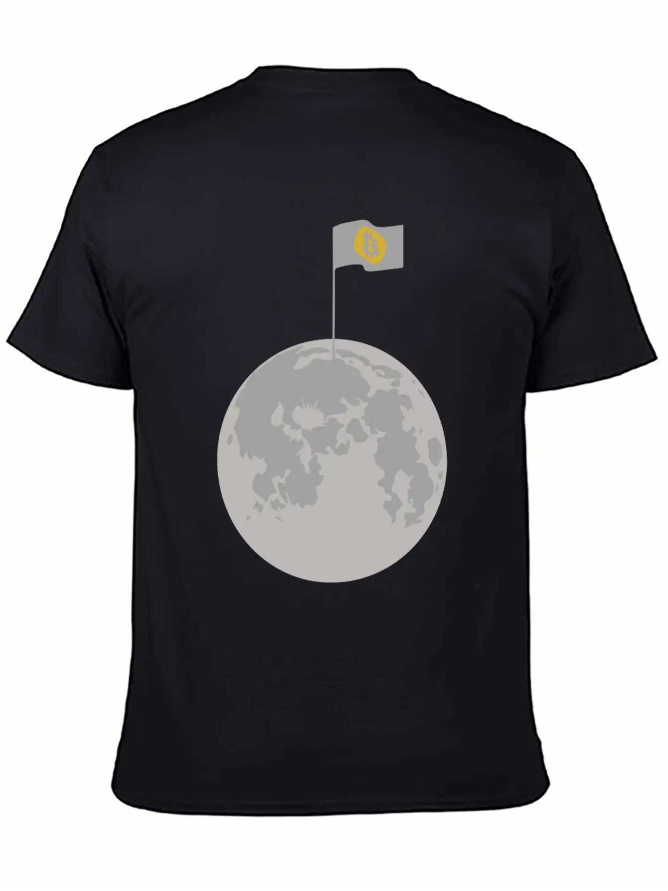 Bitcoin Flag On Moon Funny Blockchain Crypto Lover Stylish Everyday T-Shirt – Unisex Basic Cotton Tee