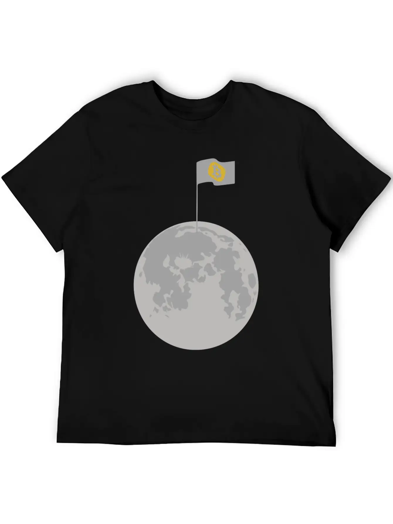 Bitcoin Flag On Moon Funny Blockchain Crypto Lover Stylish Everyday T-Shirt – Unisex Basic Cotton Tee