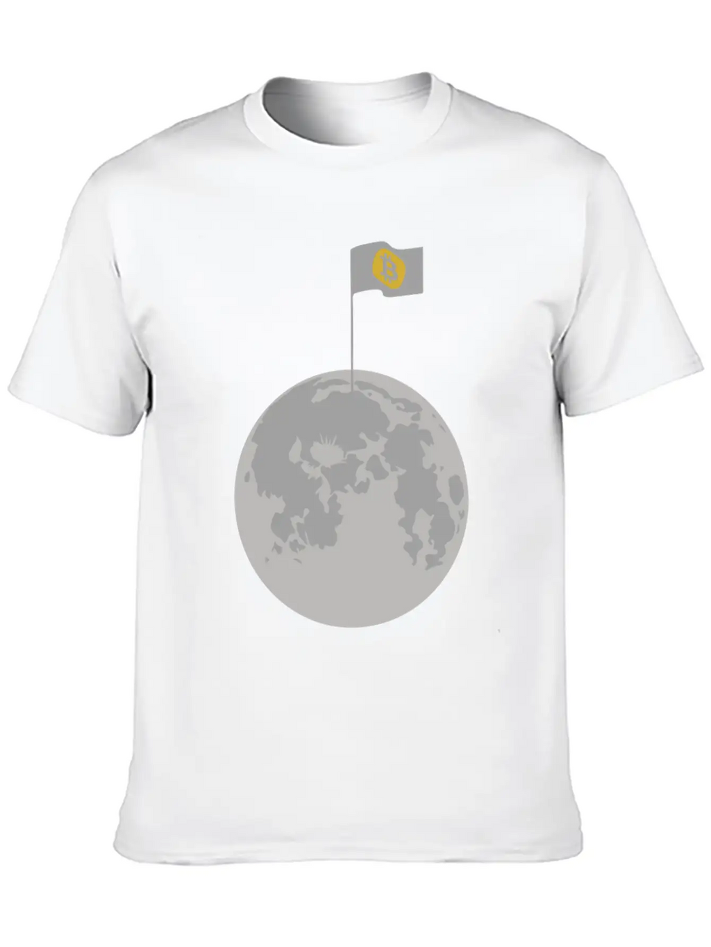 Bitcoin Flag On Moon Funny Blockchain Crypto Lover Stylish Everyday T-Shirt – Unisex Basic Cotton Tee