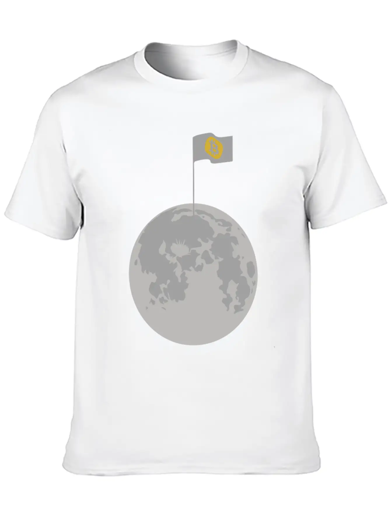 Bitcoin Flag On Moon Funny Blockchain Crypto Lover Stylish Everyday T-Shirt – Unisex Basic Cotton Tee
