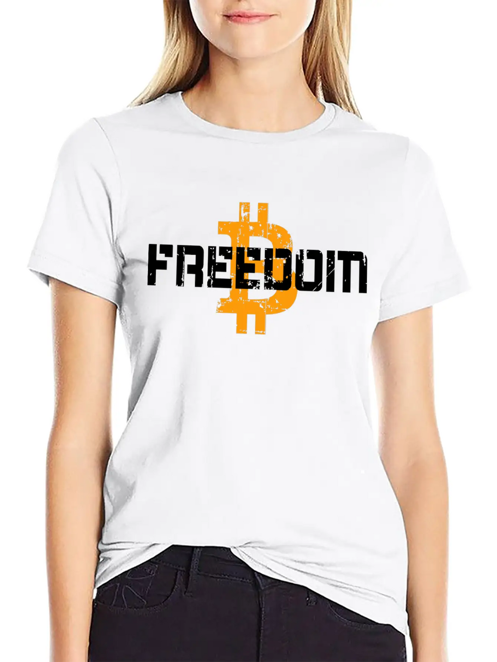 Bitcoin Freedom Motto Unisex Short Sleeve Soft Cotton T-Shirt – Casual Everyday Wear