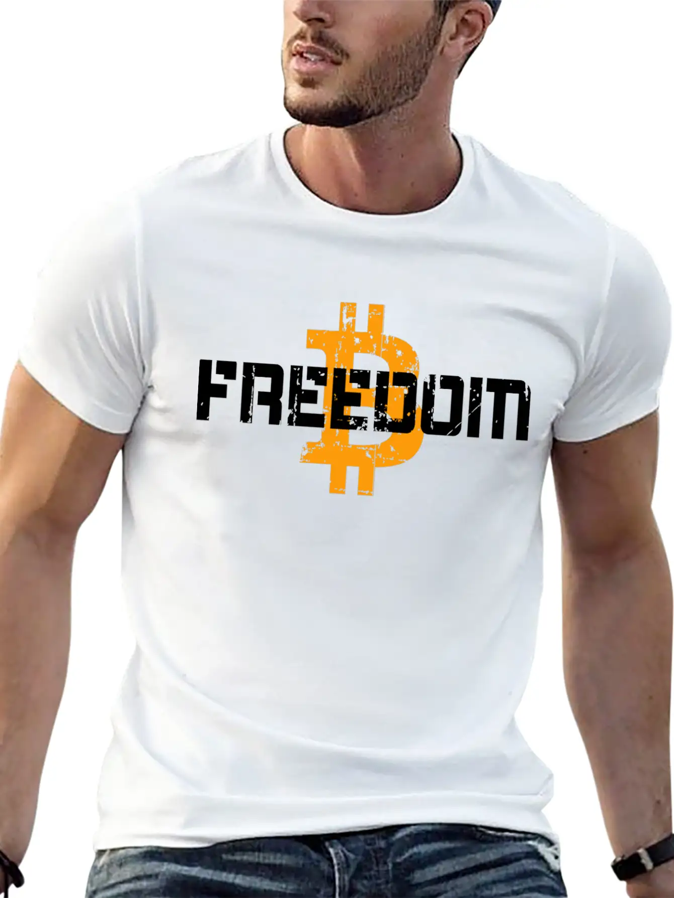 Bitcoin Freedom Motto Unisex Short Sleeve Soft Cotton T-Shirt – Casual Everyday Wear