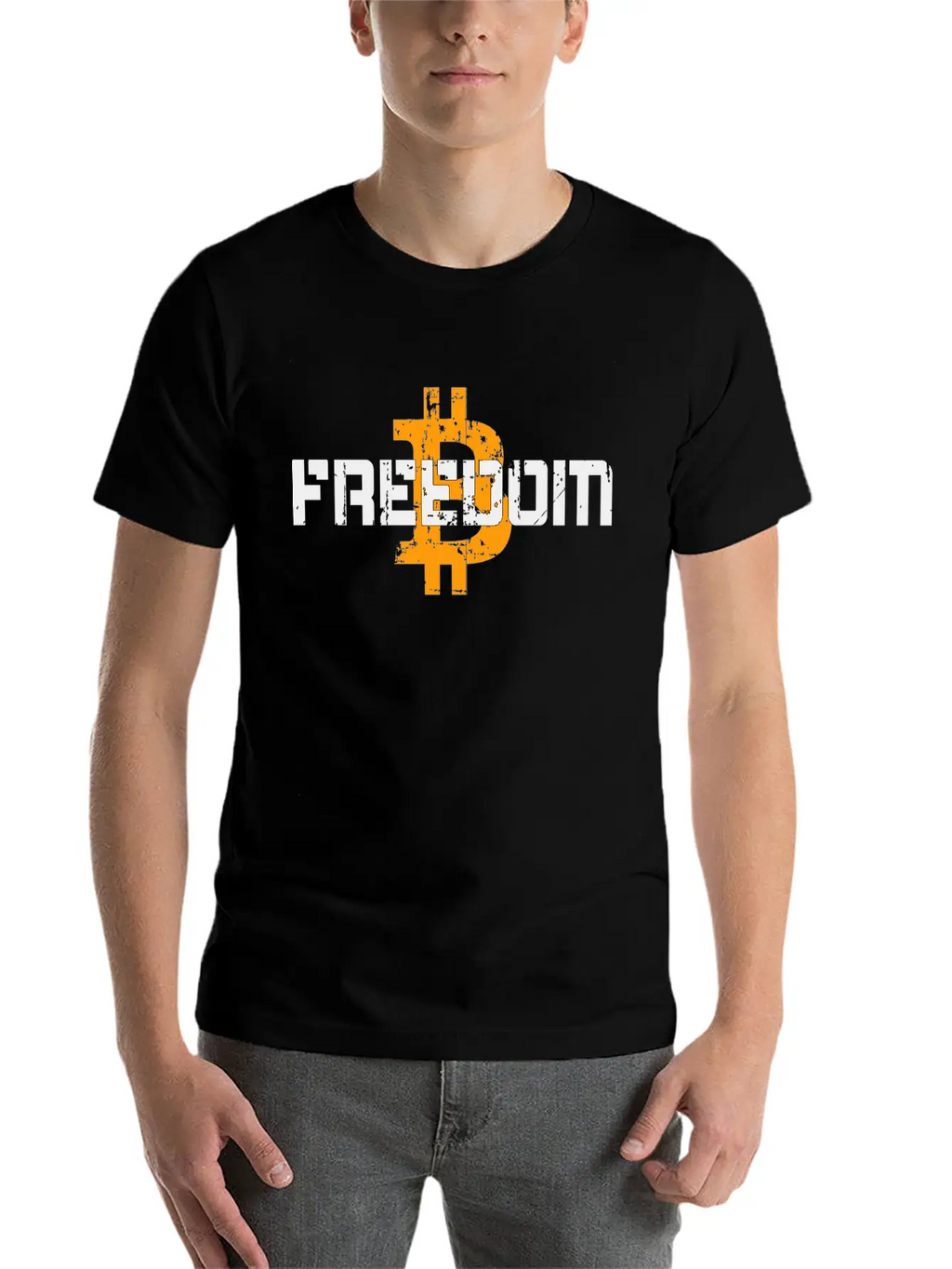 Bitcoin Freedom Motto Unisex Short Sleeve Soft Cotton T-Shirt – Casual Everyday Wear