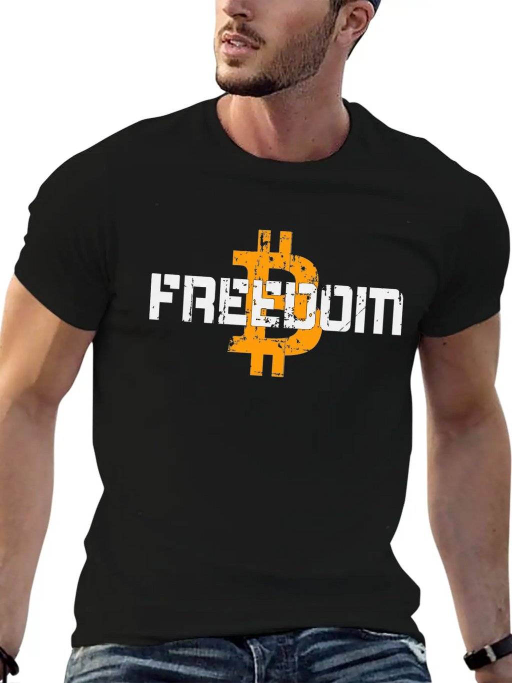 Bitcoin Freedom Motto Unisex Short Sleeve Soft Cotton T-Shirt – Casual Everyday Wear
