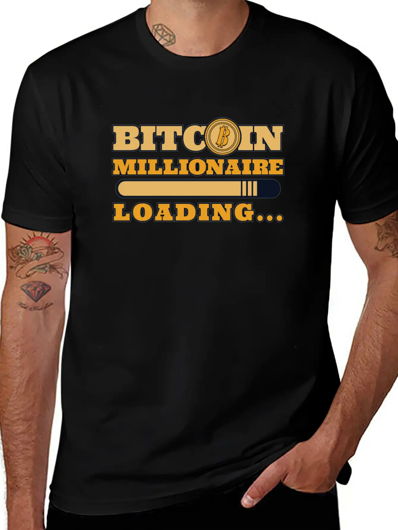 Bitcoin Millionaire Loading Crypto Cryptocurrency Unisex Casual T-Shirt – Clean Design For Daily Comfort