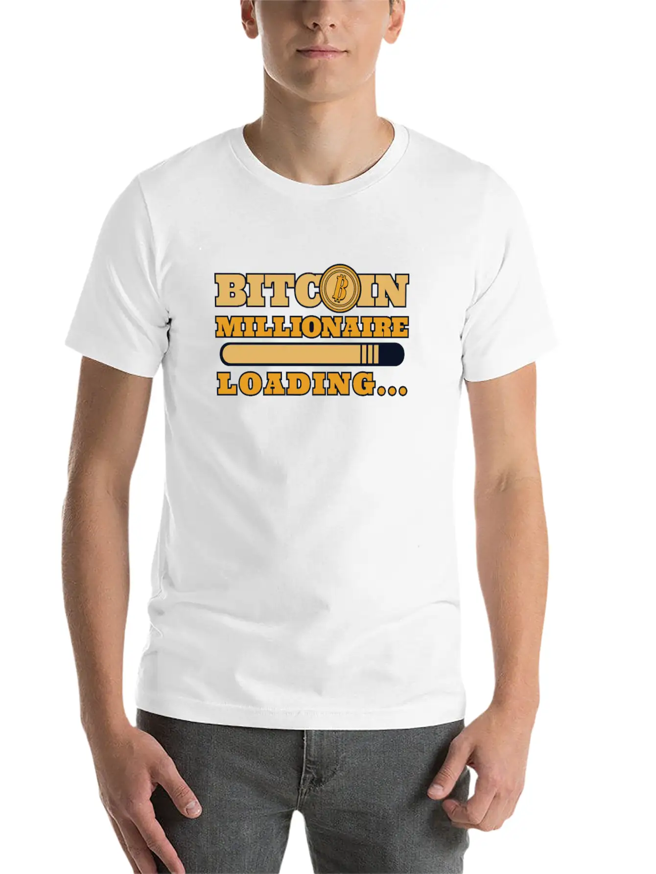 Bitcoin Millionaire Loading Crypto Cryptocurrency Unisex Casual T-Shirt – Clean Design For Daily Comfort