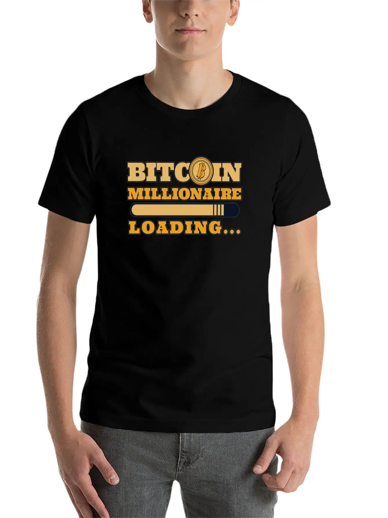 Bitcoin Millionaire Loading Crypto Cryptocurrency Unisex Casual T-Shirt – Clean Design For Daily Comfort