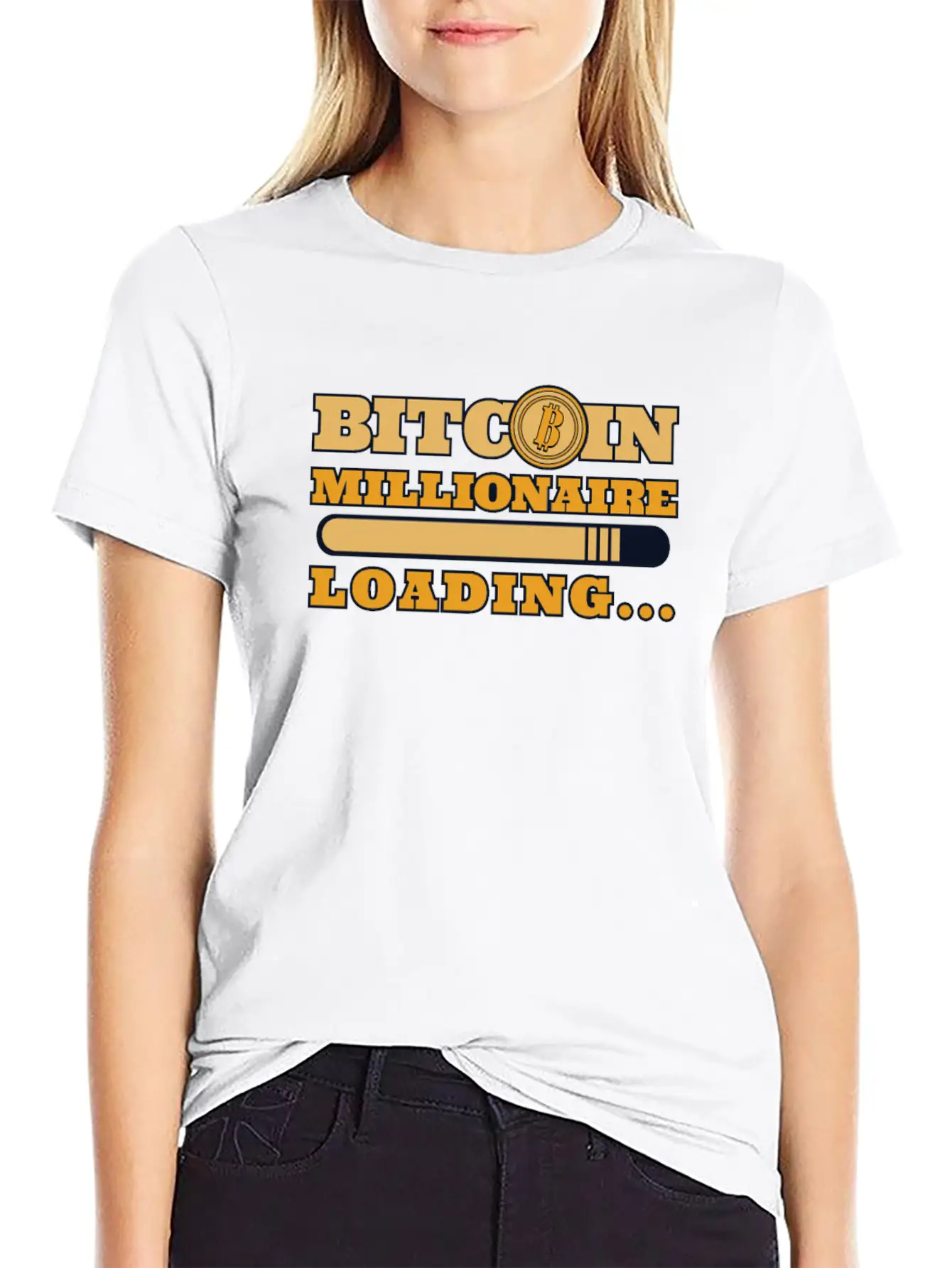 Bitcoin Millionaire Loading Crypto Cryptocurrency Unisex Casual T-Shirt – Clean Design For Daily Comfort