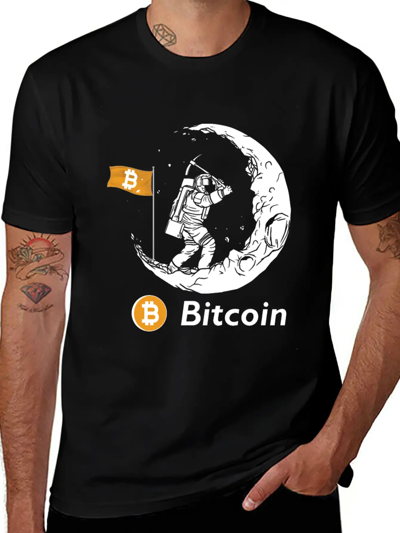 Bitcoin Miner Astronaut On The Moon Btc Investor Casual Graphic T-Shirt – Simple And Comfortable Daily Wear