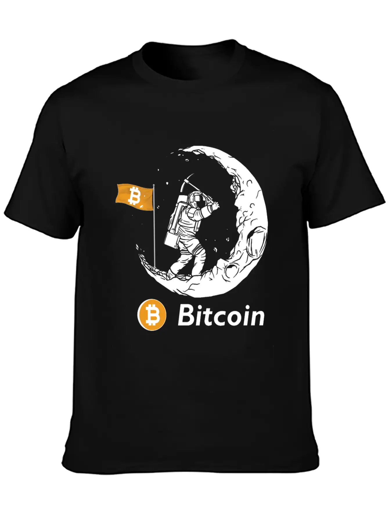 Bitcoin Miner Astronaut On The Moon Btc Investor Casual Graphic T-Shirt – Simple And Comfortable Daily Wear