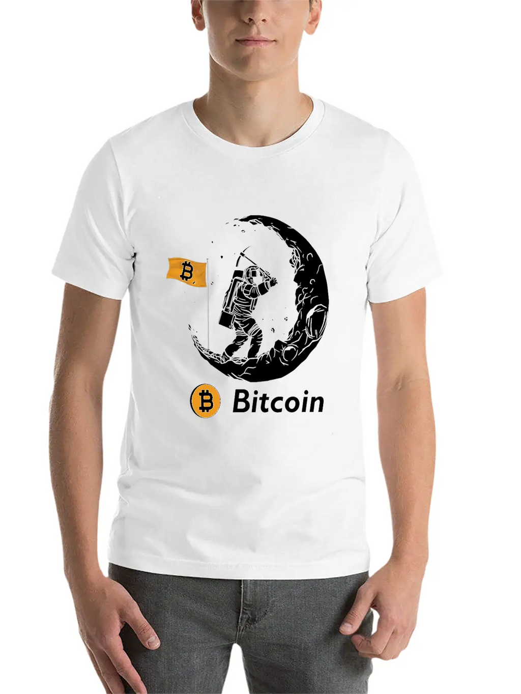 Bitcoin Miner Astronaut On The Moon Btc Investor Casual Graphic T-Shirt – Simple And Comfortable Daily Wear