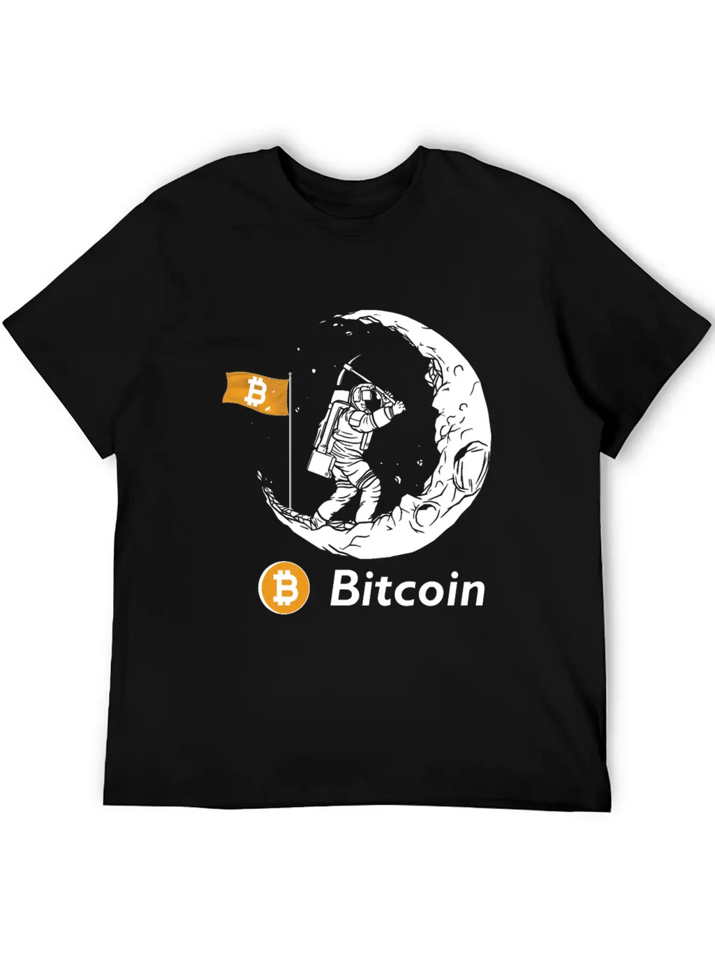 Bitcoin Miner Astronaut On The Moon Btc Investor Casual Graphic T-Shirt – Simple And Comfortable Daily Wear