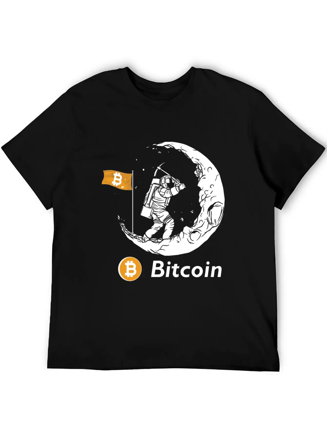 Bitcoin Miner Astronaut On The Moon Btc Investor Casual Graphic T-Shirt – Simple And Comfortable Daily Wear