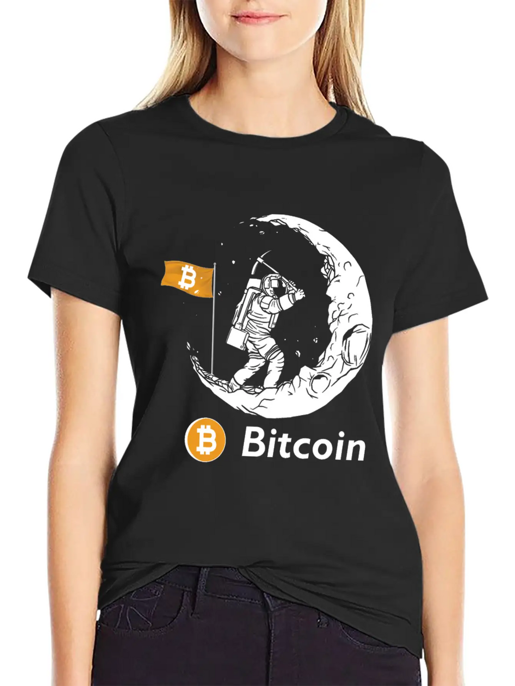 Bitcoin Miner Astronaut On The Moon Btc Investor Casual Graphic T-Shirt – Simple And Comfortable Daily Wear