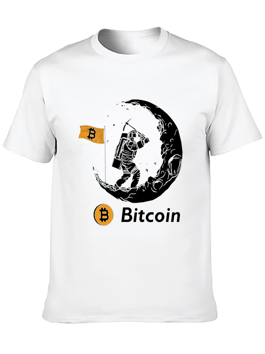 Bitcoin Miner Astronaut On The Moon Btc Investor Casual Graphic T-Shirt – Simple And Comfortable Daily Wear