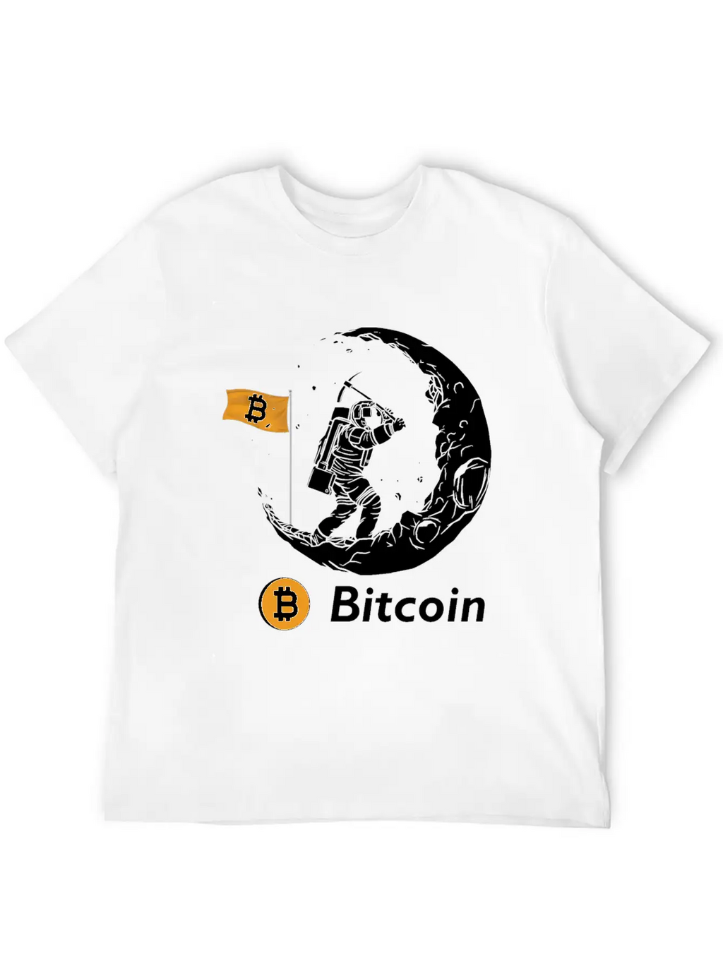 Bitcoin Miner Astronaut On The Moon Btc Investor Casual Graphic T-Shirt – Simple And Comfortable Daily Wear