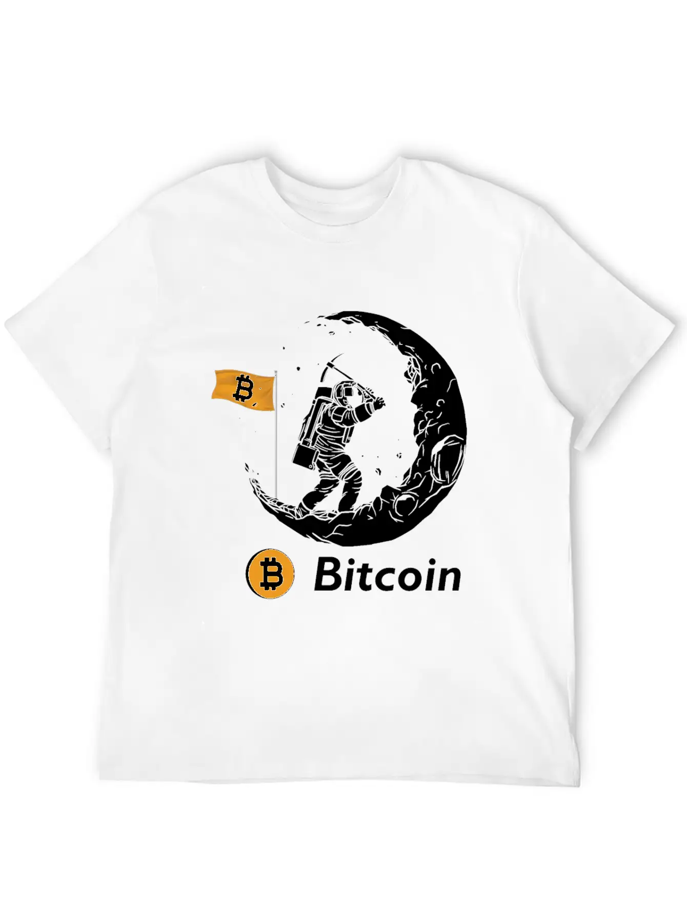 Bitcoin Miner Astronaut On The Moon Btc Investor Casual Graphic T-Shirt – Simple And Comfortable Daily Wear