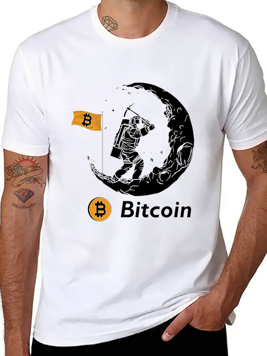 Bitcoin Miner Astronaut On The Moon Btc Investor Casual Graphic T-Shirt – Simple And Comfortable Daily Wear