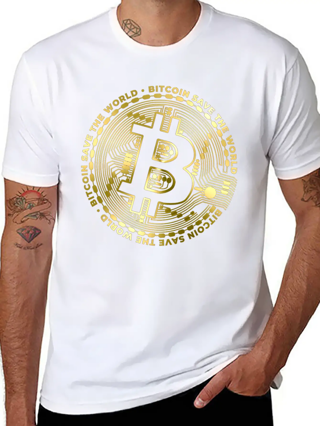 Bitcoin Save The World ´by ART8NS Unisex Casual T-Shirt – Clean Design For Daily Comfort