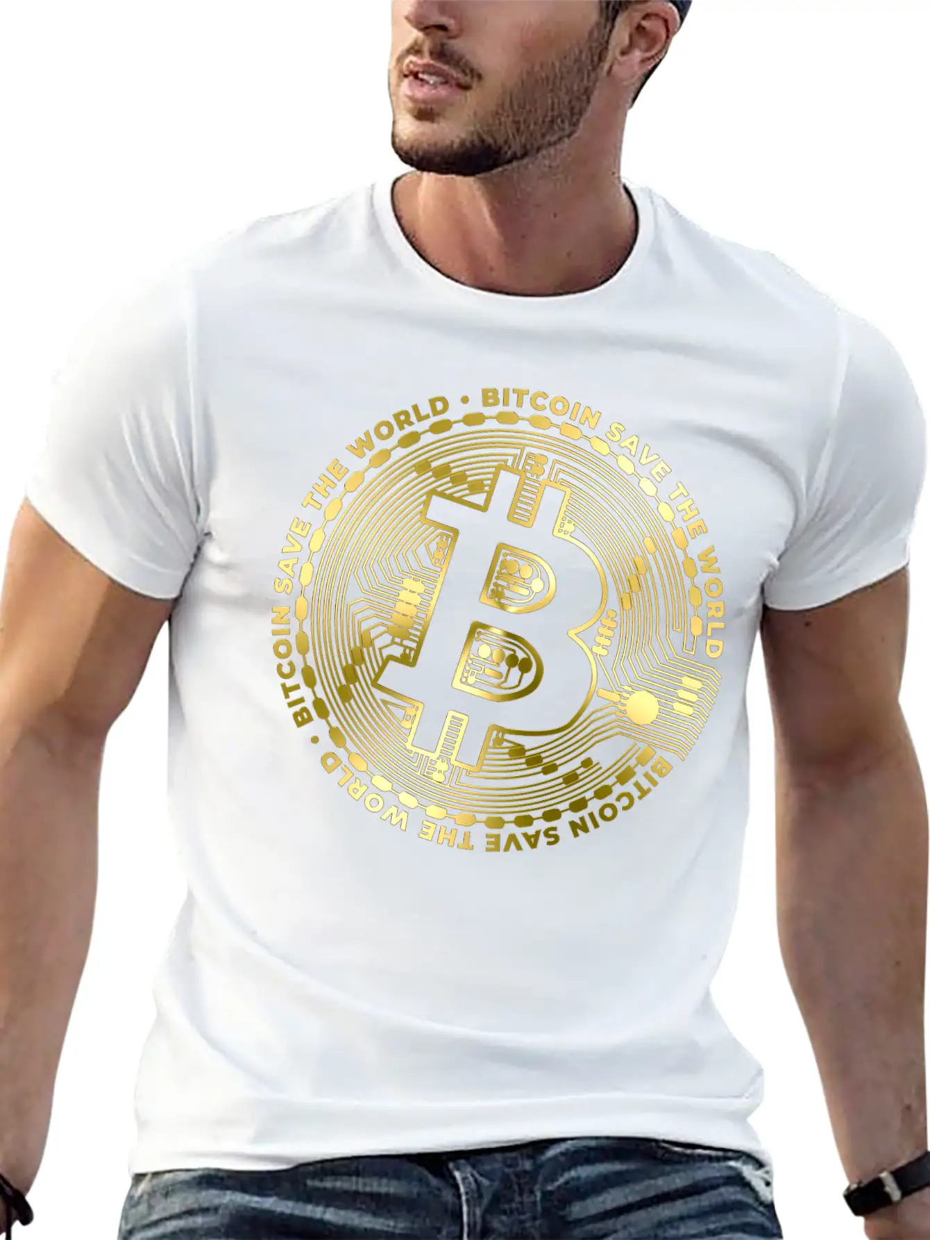 Bitcoin Save The World ´by ART8NS Unisex Casual T-Shirt – Clean Design For Daily Comfort